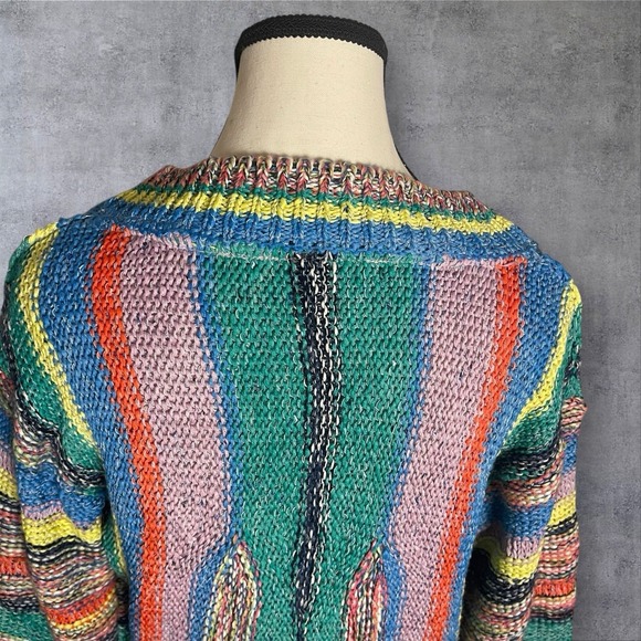 Anthropologie Pilcro Letterpress Fringed Cardigan Sweater Womens M Boho Artsy - Picture 5 of 9